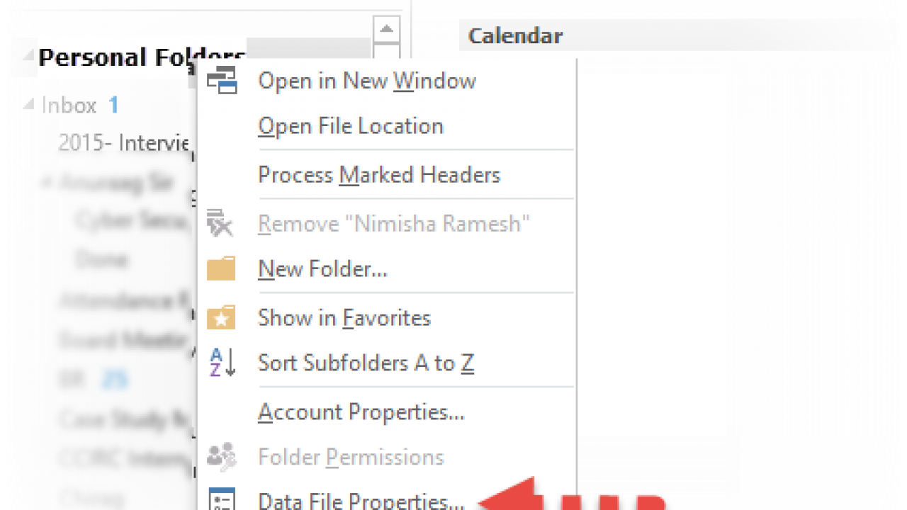 how to change outlook personal folders
