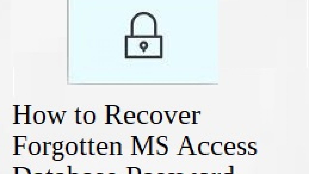 non access db password recovery