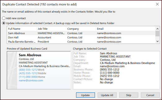 remove duplicate contacts in outlook