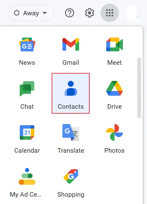 login into your Gmail account and select contacts