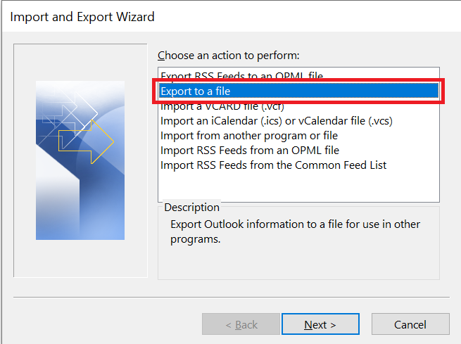 select export to a file