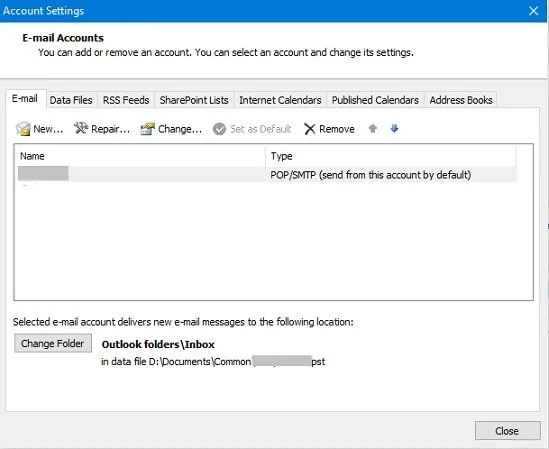 rebuild outlook profile