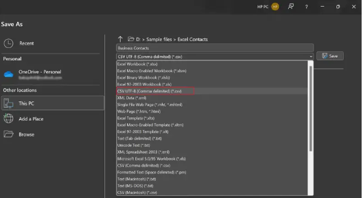 select csv with utf 8