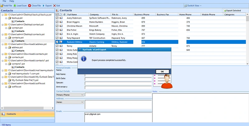 view the exported CSV file