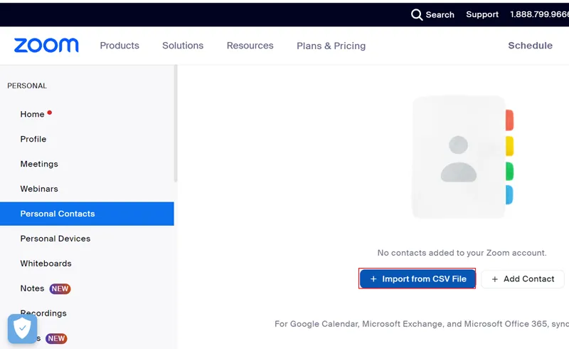 Import Outlook Contacts to Zoom