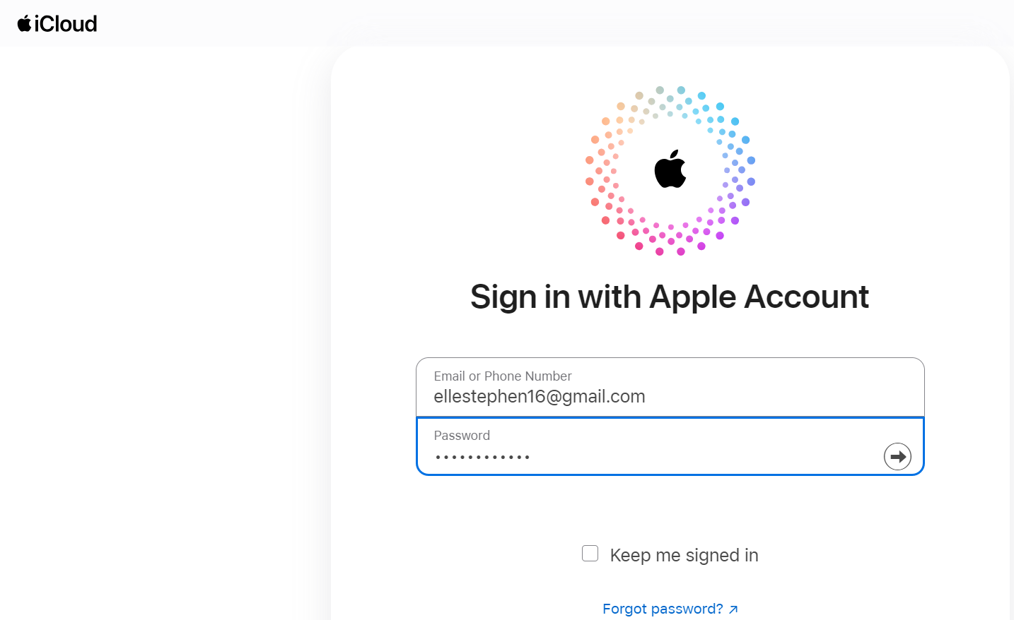 login iCloud account