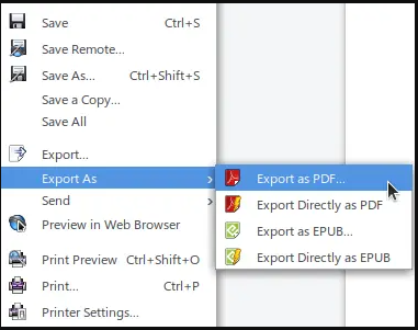 libreoffice export as pdf