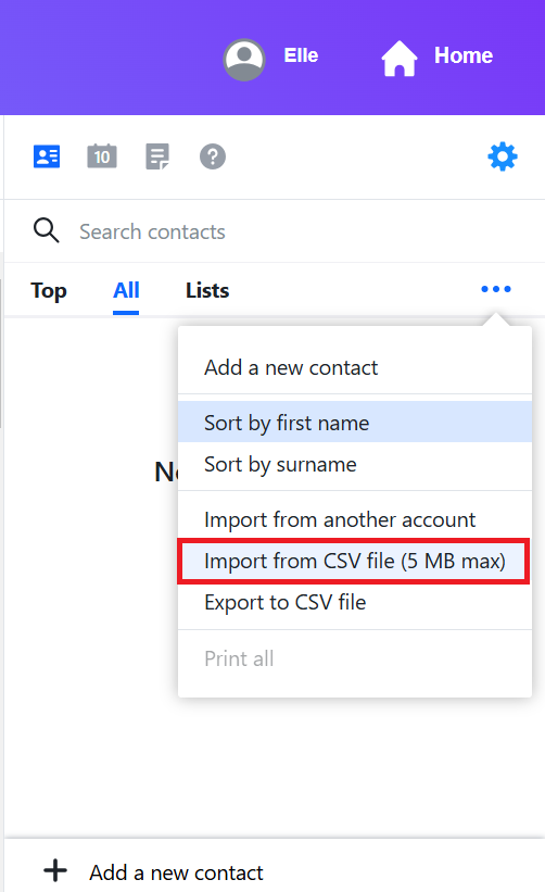 import from CSV file