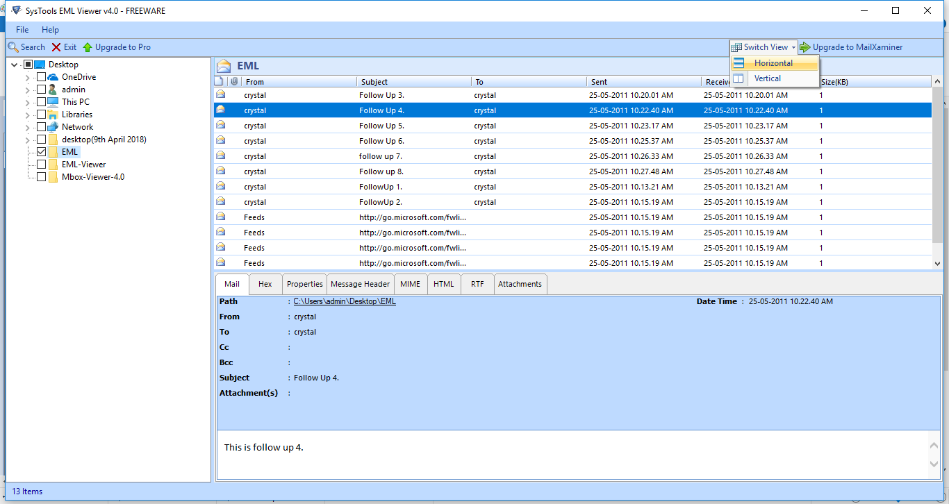 Visualizza file EML