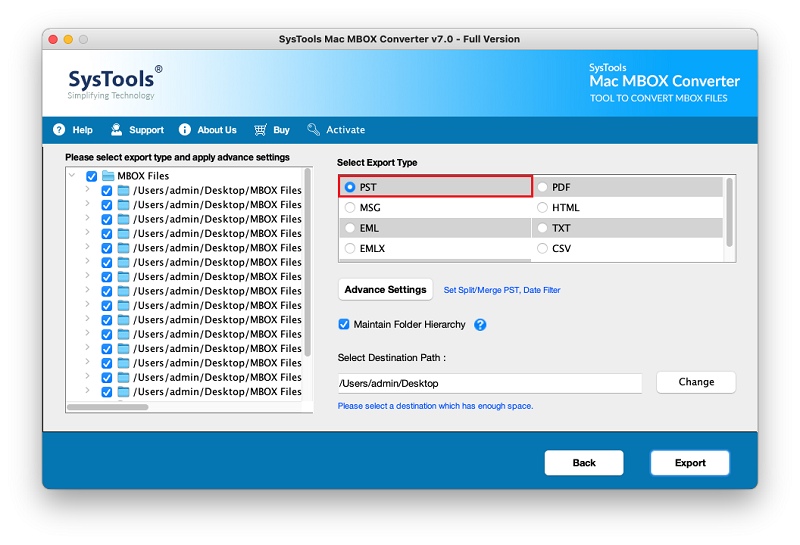 MBOX Files Export Options